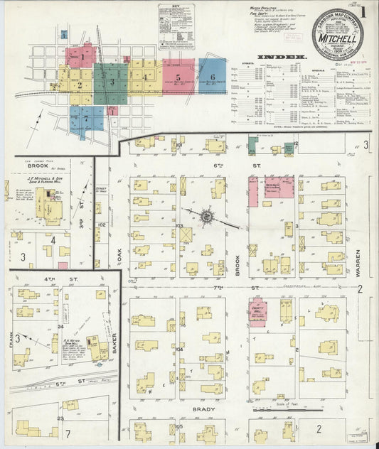 Sanborn Fire Insurance Map from Mitchell, Lawrence County, Indiana (1909), Sheet #0001 - Complete Map Set gallery image, historic Sanborn map, vintage wall art, Indiana Indiana