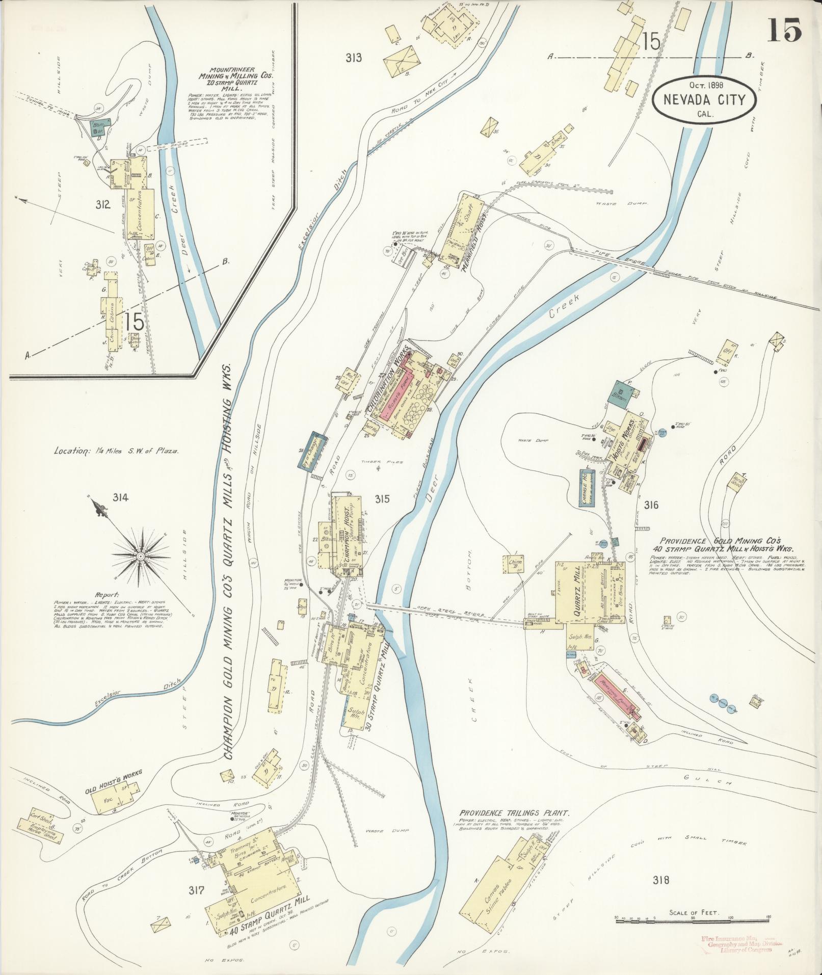 Sanborn Fire Insurance Map from Nevada City, Nevada County, California (1898), Sheet #0015 - Complete Map Set gallery image, historic Sanborn map, vintage wall art, California California
