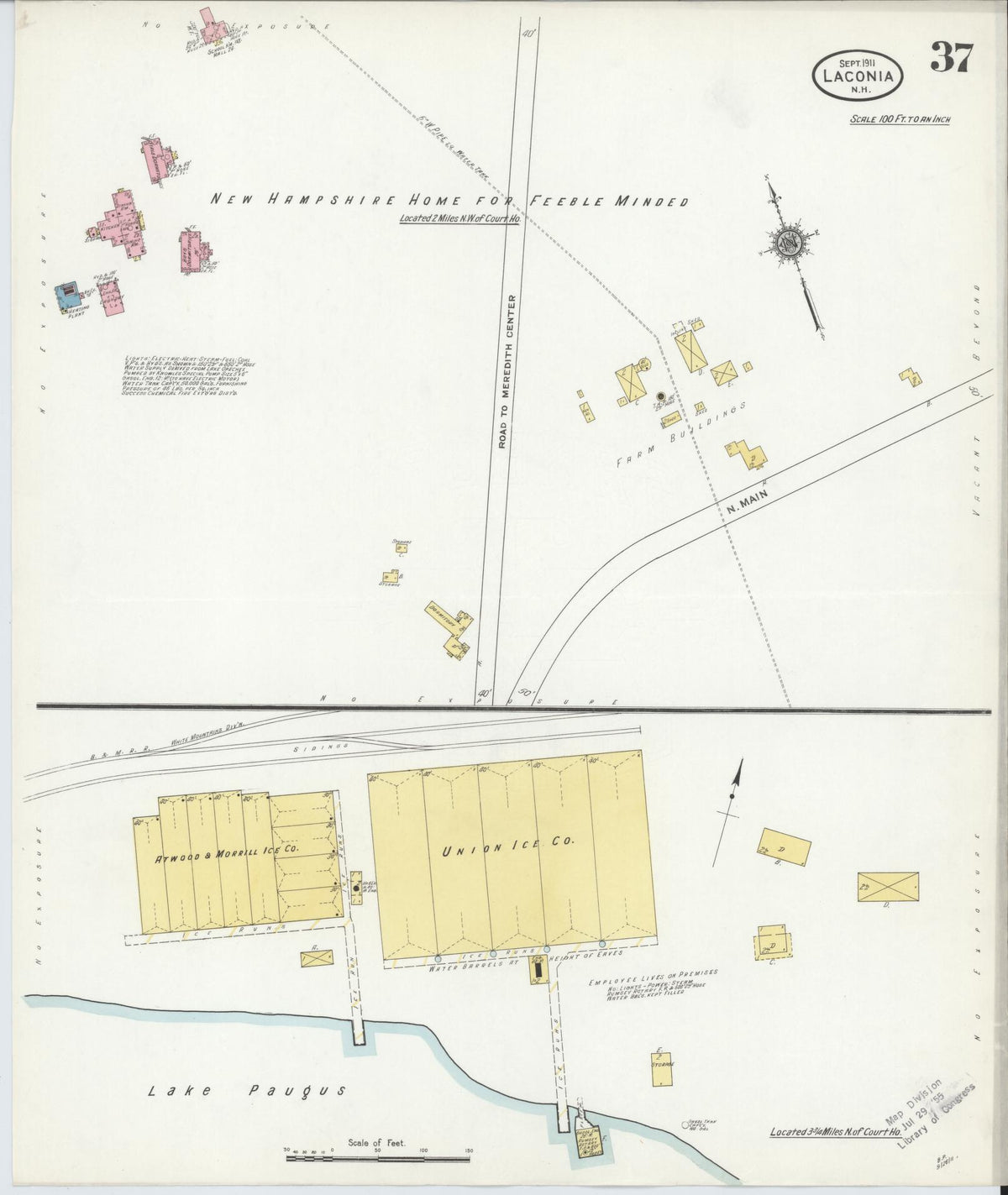 Sanborn Fire Insurance Map from Laconia, Belknap County, New Hampshire (1911), Sheet #0037 - Complete Map Set gallery image, historic Sanborn map, vintage wall art, New Hampshire New Hampshire