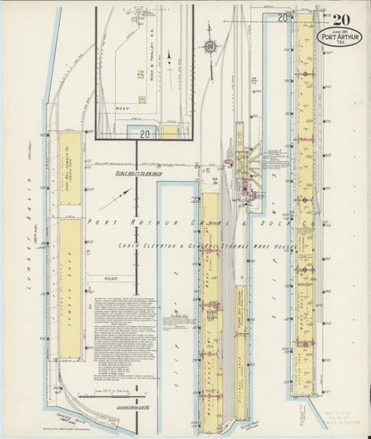 Sanborn Fire Insurance Map from Port Arthur, Jefferson County, Texas (1915), Sheet #0020 - Complete Map Set gallery image, historic Sanborn map, vintage wall art, Texas Texas