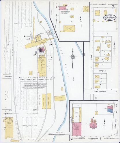 Sanborn Fire Insurance Map from Marianna, Lee County, Arkansas (1919), Sheet #0007 - Complete Map Set gallery image, historic Sanborn map, vintage wall art, Arkansas Arkansas