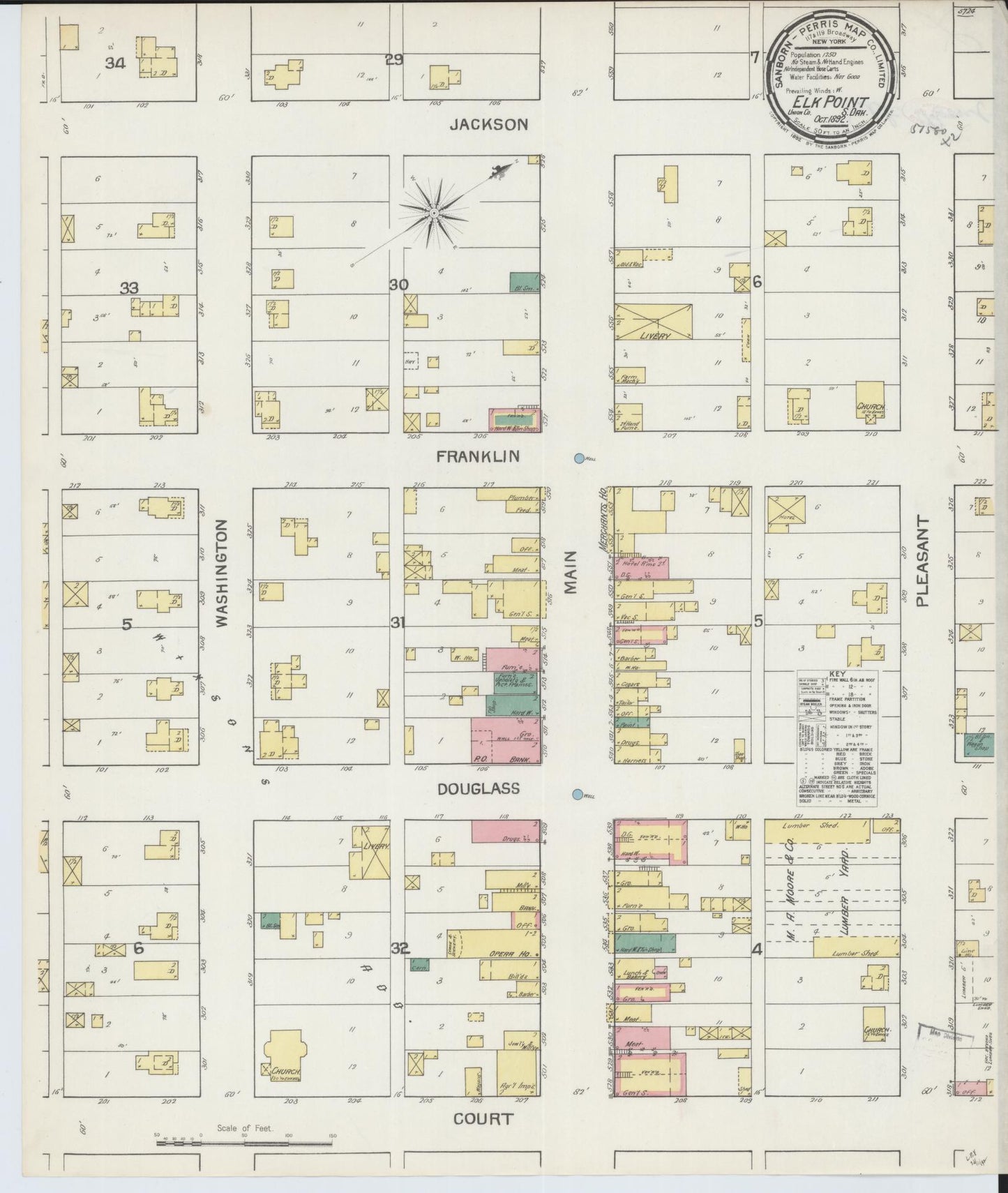 Sanborn Fire Insurance Map from Elk Point, Union County, South Dakota (1892), Sheet #0001 - Historic Sanborn Fire Insurance Map Print, vintage old map wall art, antique decor, genealogy gift, South Dakota South Dakota map