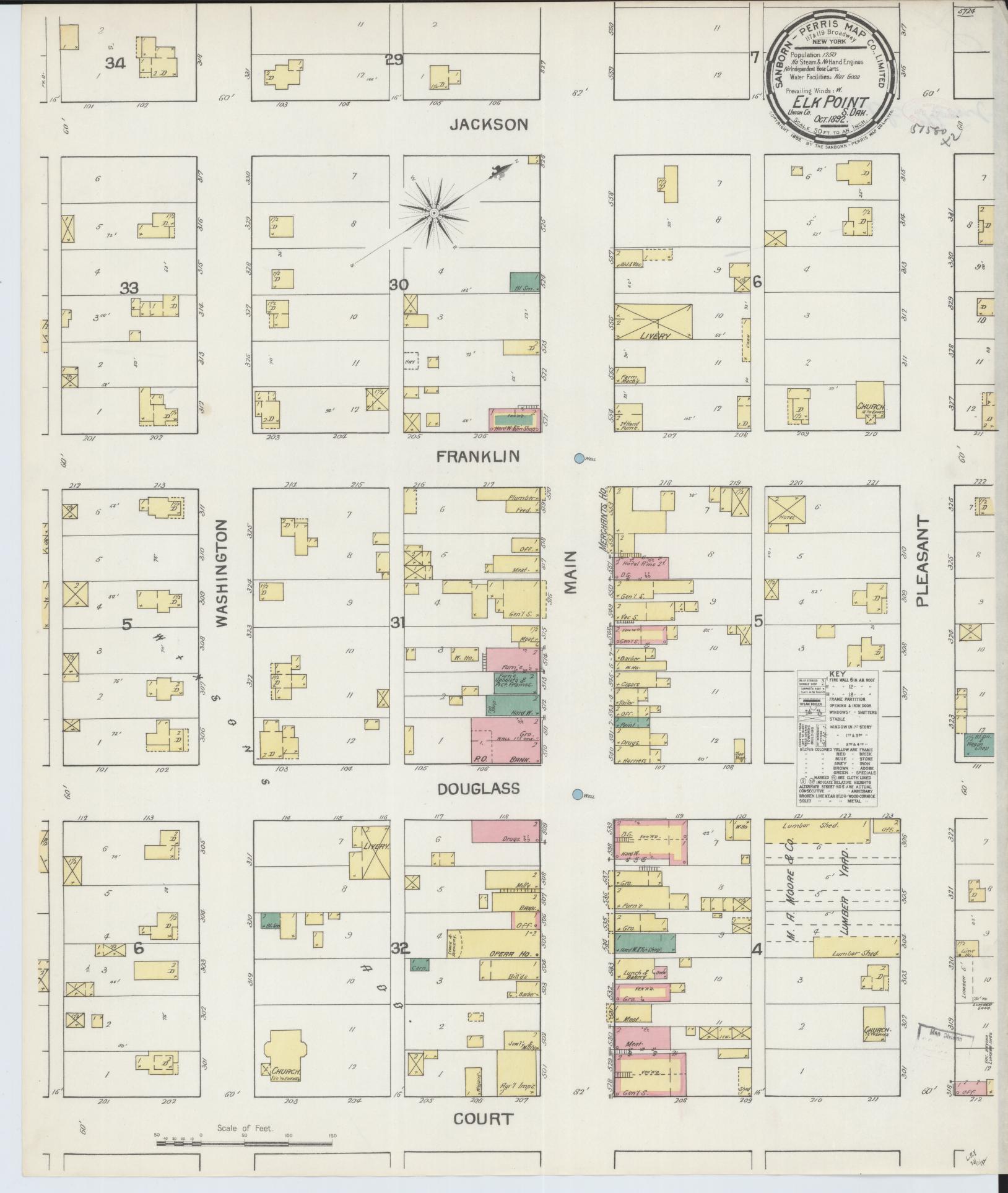 Sanborn Fire Insurance Map from Elk Point, Union County, South Dakota (1892), Sheet #0001 - Historic Sanborn Fire Insurance Map Print, vintage old map wall art, antique decor, genealogy gift, South Dakota South Dakota map
