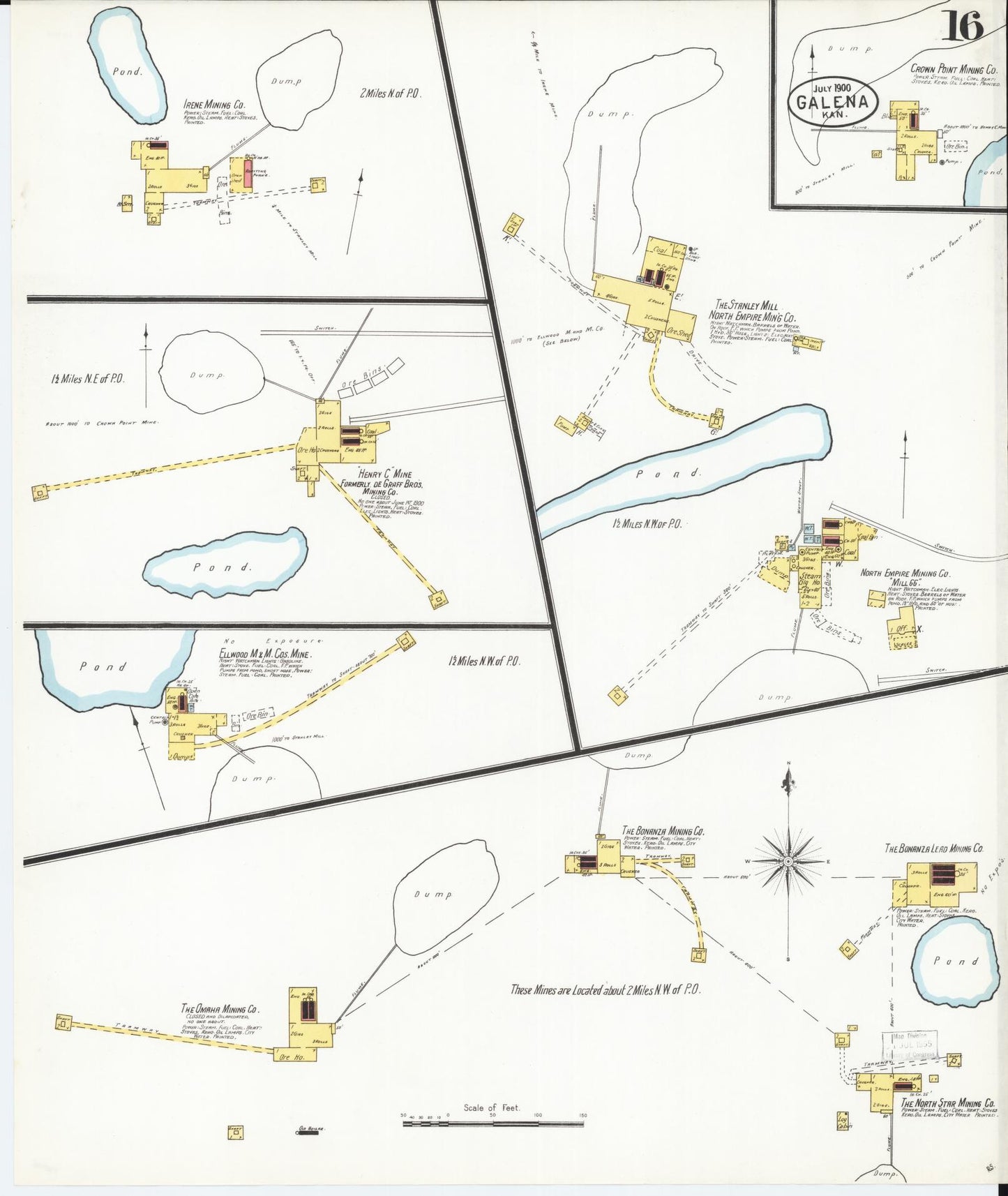 Sanborn Fire Insurance Map from Galena, Cherokee County, Kansas (1900), Sheet #0016 - Complete Map Set gallery image, historic Sanborn map, vintage wall art, Kansas Kansas