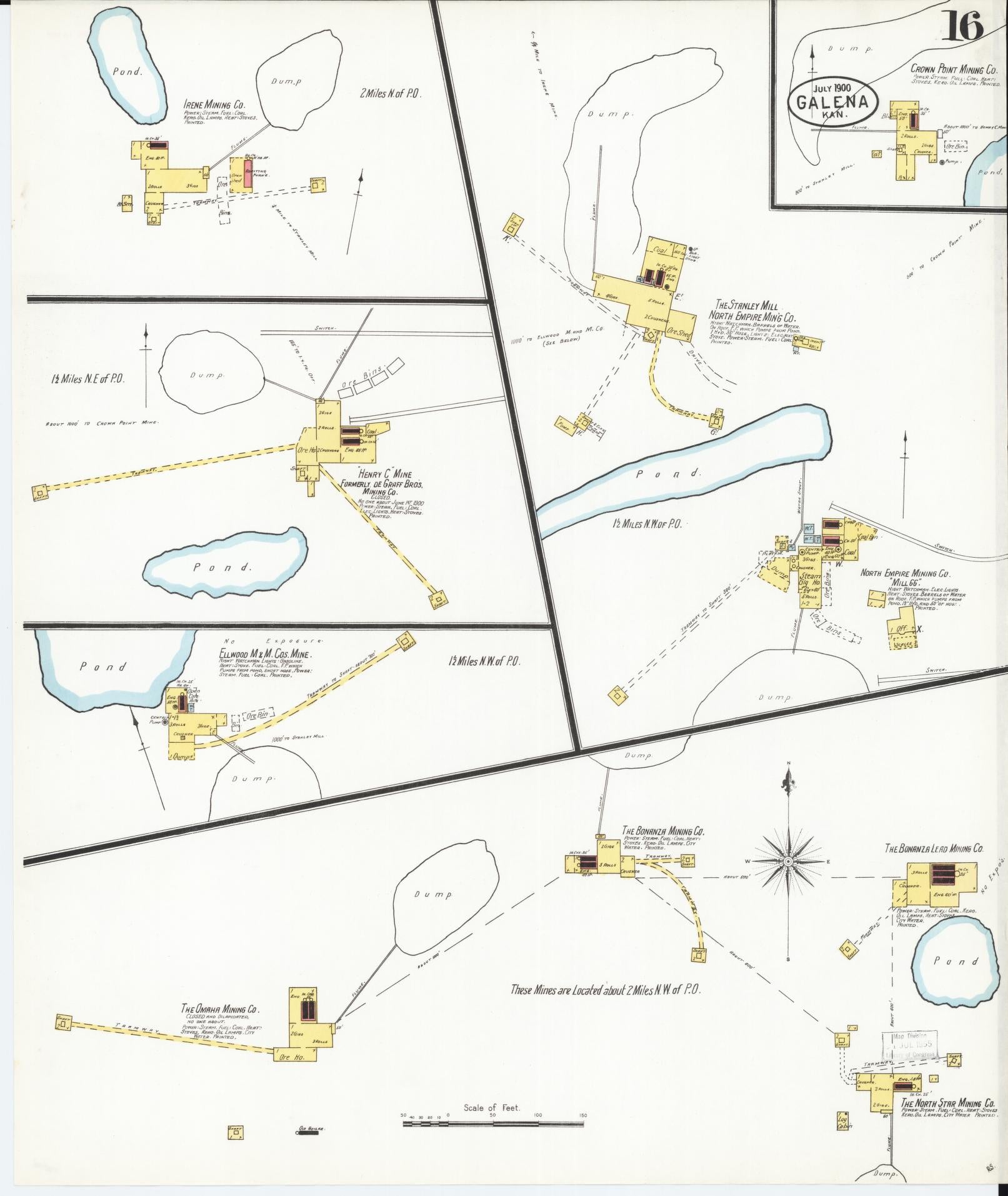 Sanborn Fire Insurance Map from Galena, Cherokee County, Kansas (1900), Sheet #0016 - Complete Map Set gallery image, historic Sanborn map, vintage wall art, Kansas Kansas