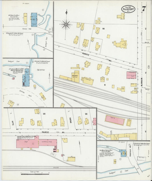 Sanborn Fire Insurance Map from Fairport, Monroe County, New York (1905), Sheet #0007 - Historic Sanborn Fire Insurance Map Print, vintage old map wall art, antique decor, genealogy gift, New York New York map
