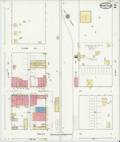 Sanborn Fire Insurance Map from Mount Calm, Hill County, Texas (1921), Sheet #0002 - Complete Map Set gallery image, historic Sanborn map, vintage wall art, Texas Texas