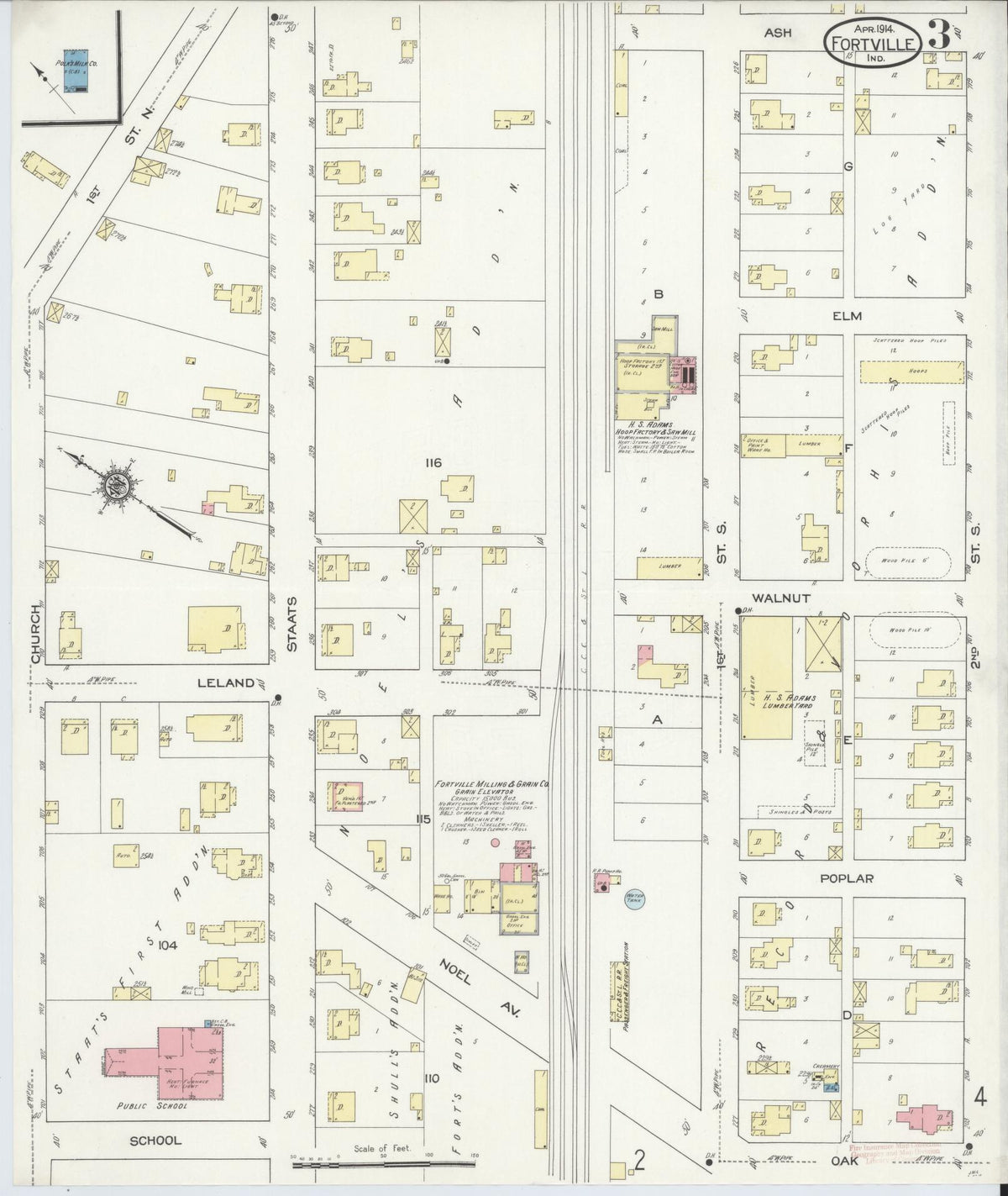 Sanborn Fire Insurance Map from Fortville, Hancock County, Indiana (1914), Sheet #0003 - Historic Sanborn Fire Insurance Map Print, vintage old map wall art, antique decor, genealogy gift, Indiana Indiana map