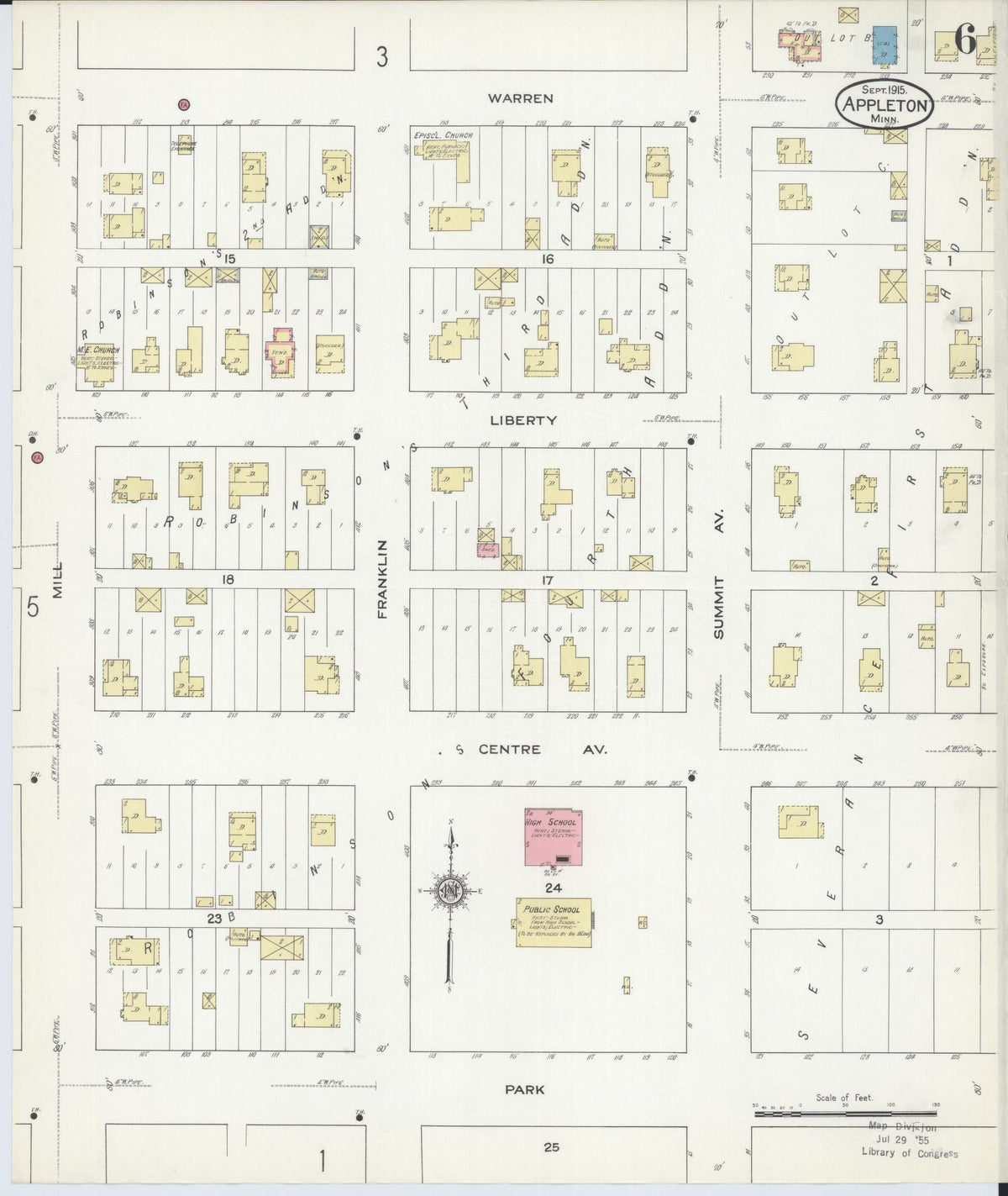 Sanborn Fire Insurance Map from Appleton, Swift County, Minnesota (1915), Sheet #0006 - Complete Map Set gallery image, historic Sanborn map, vintage wall art, Minnesota Minnesota