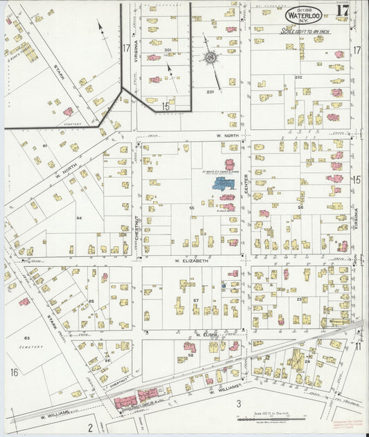Sanborn Fire Insurance Map from Waterloo, Seneca County, New York (1918), Sheet #0017 - Historic Sanborn Fire Insurance Map Print, vintage old map wall art, antique decor, genealogy gift, New York New York map