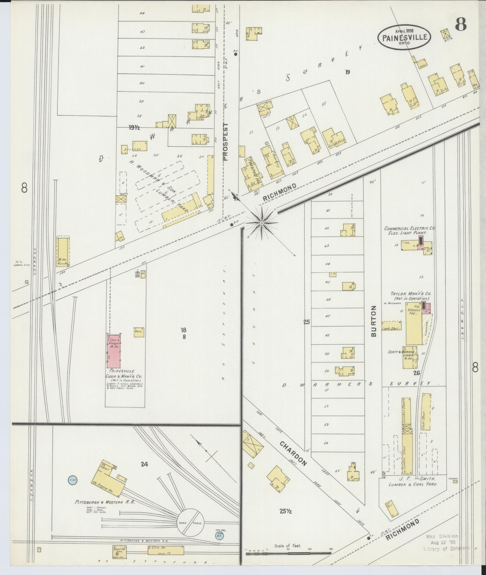 Sanborn Fire Insurance Map from Painesville, Lake County, Ohio (1898), Sheet #0008 - Complete Map Set gallery image, historic Sanborn map, vintage wall art, Ohio Ohio