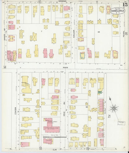 Sanborn Fire Insurance Map from Hornell, Steuben County, New York (1904), Sheet #0015 - Historic Sanborn Fire Insurance Map Print, vintage old map wall art, antique decor, genealogy gift, New York New York map