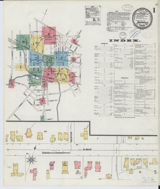 Sanborn Fire Insurance Map from Norwalk, Huron County, Ohio (1899), Sheet #0001 - Historic Sanborn Fire Insurance Map Print, vintage old map wall art, antique decor, genealogy gift, Ohio Ohio map