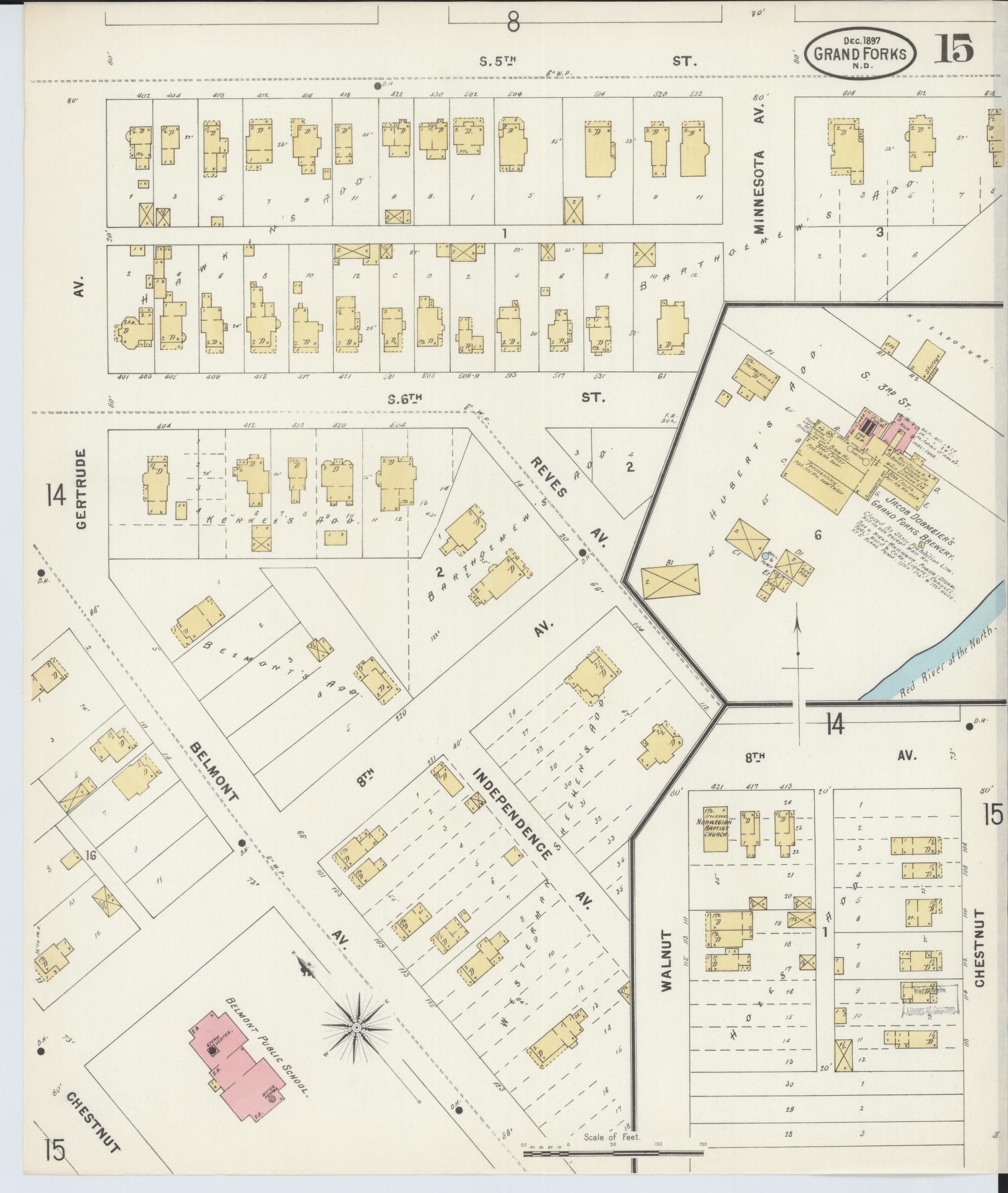 Sanborn Fire Insurance Map from Grand Forks, Grand Forks County, North Dakota (1897), Sheet #0015 - Complete Map Set gallery image, historic Sanborn map, vintage wall art, North Dakota North Dakota