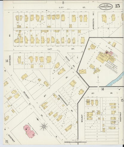 Sanborn Fire Insurance Map from Grand Forks, Grand Forks County, North Dakota (1897), Sheet #0015 - Complete Map Set gallery image, historic Sanborn map, vintage wall art, North Dakota North Dakota
