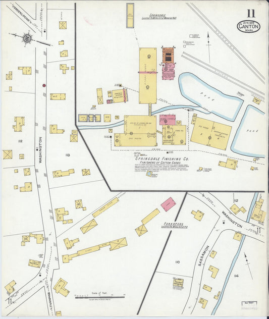 Sanborn Fire Insurance Map from Canton, Norfolk County, Massachusetts (1919), Sheet #0011 - Historic Sanborn Fire Insurance Map Print, vintage old map wall art, antique decor, genealogy gift, Massachusetts Massachusetts map