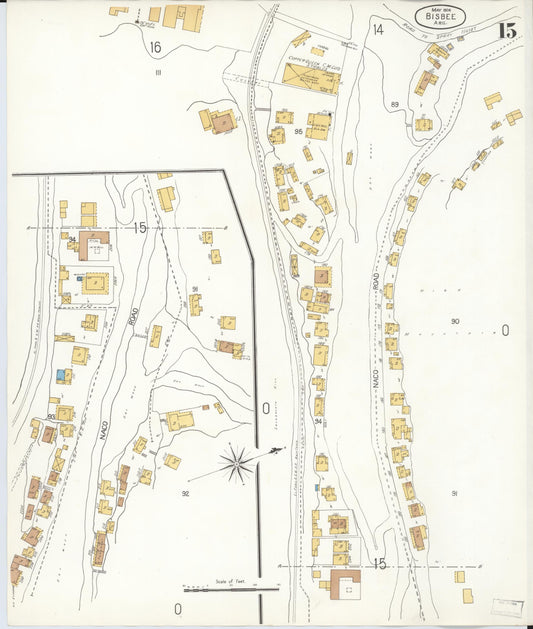 Sanborn Fire Insurance Map from Bisbee, Cochise County, Arizona (1906), Sheet #0015 - Historic Sanborn Fire Insurance Map Print, vintage old map wall art, antique decor, genealogy gift, Arizona Arizona map