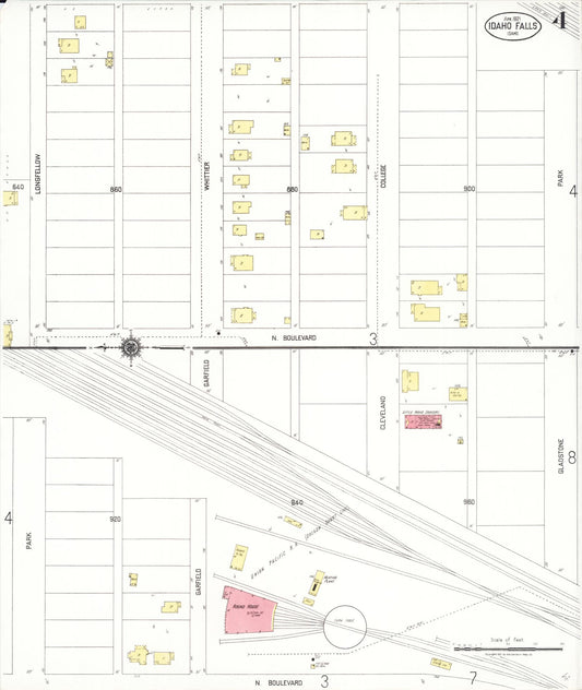 Sanborn Fire Insurance Map from Idaho Falls, Bonneville County, Idaho (1921), Sheet #0004 - Historic Sanborn Fire Insurance Map Print, vintage old map wall art, antique decor, genealogy gift, Idaho Idaho map