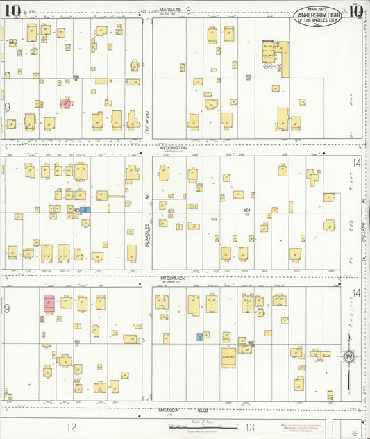 Sanborn Fire Insurance Map from Lankershim, Los Angeles County, California (1927), Sheet #0010 - Historic Sanborn Fire Insurance Map Print, vintage old map wall art, antique decor, genealogy gift, California California map