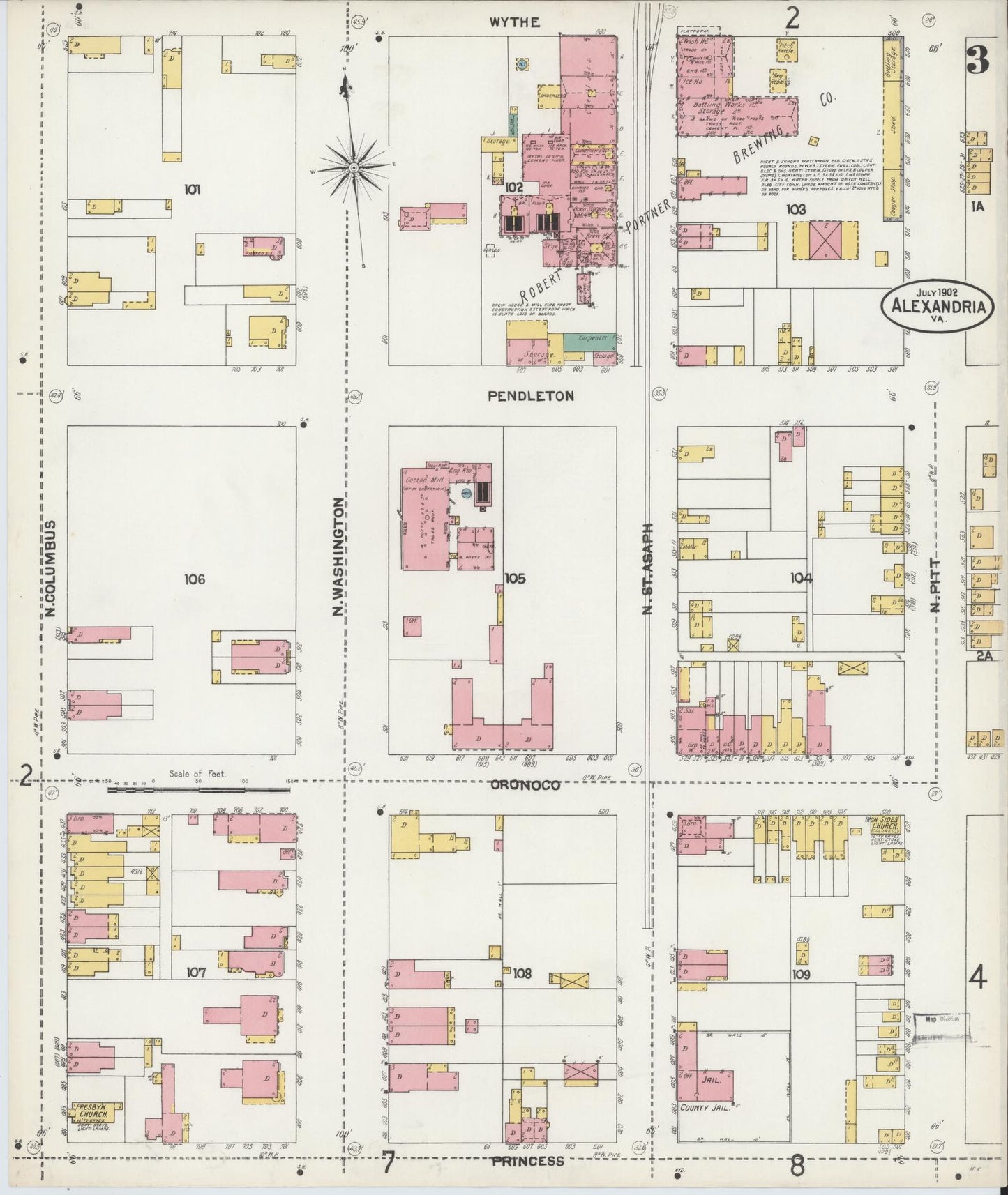Sanborn Fire Insurance Map from Alexandria, Independent Cities, Virginia (1902), Sheet #0003 - Complete Map Set gallery image, historic Sanborn map, vintage wall art, Virginia Virginia