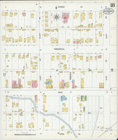 Sanborn Fire Insurance Map from Atchison, Atchison County, Kansas (1901), Sheet #0018 - Complete Map Set gallery image, historic Sanborn map, vintage wall art, Kansas Kansas