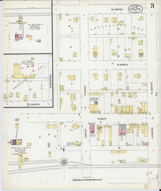 Sanborn Fire Insurance Map from Colfax, McLean County, Illinois (1899), Sheet #0003 - Historic Sanborn Fire Insurance Map Print, vintage old map wall art, antique decor, genealogy gift, Illinois Illinois map