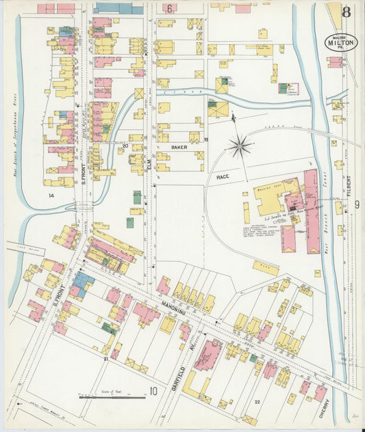 Sanborn Fire Insurance Map from Milton, Northumberland County, Pennsylvania (1901), Sheet #0008 - Historic Sanborn Fire Insurance Map Print, vintage old map wall art, antique decor, genealogy gift, Pennsylvania Pennsylvania map