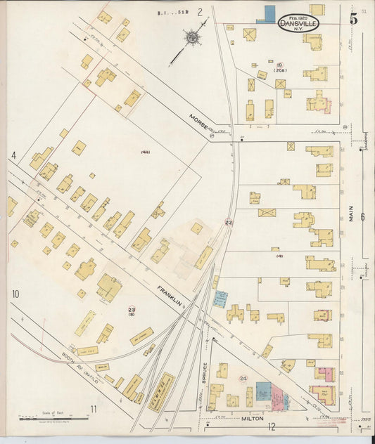 Sanborn Fire Insurance Map from Dansville, Livingston County, New York (1944), Sheet #0005 - Historic Sanborn Fire Insurance Map Print, vintage old map wall art, antique decor, genealogy gift, New York New York map