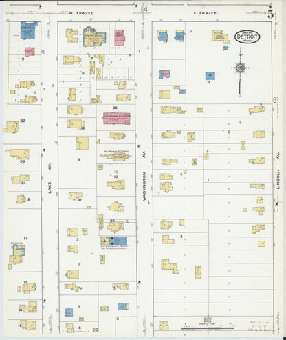 Sanborn Fire Insurance Map from Detroit Lakes, Becker County, Minnesota (1917), Sheet #0005 - Complete Map Set gallery image, historic Sanborn map, vintage wall art, Minnesota Minnesota
