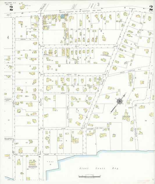 Sanborn Fire Insurance Map from Bellport, Suffolk County, New York (1941), Sheet #0002 - Historic Sanborn Fire Insurance Map Print, vintage old map wall art, antique decor, genealogy gift, New York New York map
