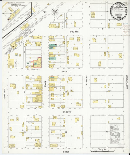 Sanborn Fire Insurance Map from Rippey, Greene County, Iowa (1900), Sheet #0001 - Historic Sanborn Fire Insurance Map Print, vintage old map wall art
