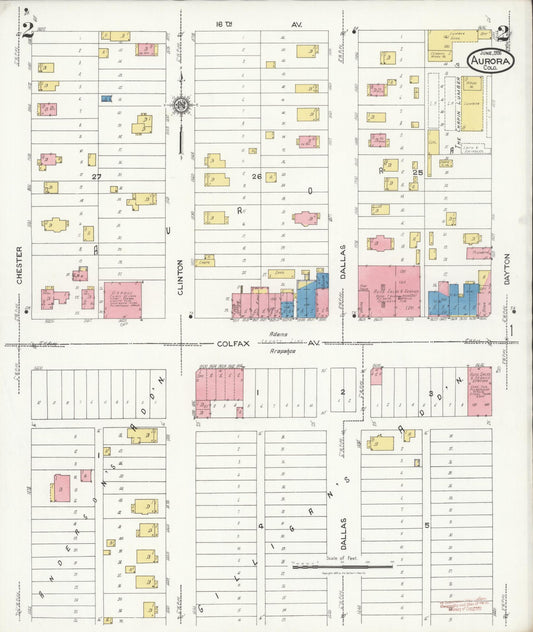 Sanborn Fire Insurance Map from Aurora, Adams And Arapahoe Counties, Colorado (1926), Sheet #0002 - Historic Sanborn Fire Insurance Map Print, vintage old map wall art, antique decor, genealogy gift, Colorado Colorado map