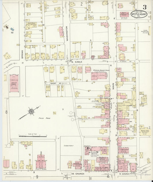 Sanborn Fire Insurance Map from Mount Pleasant, Westmoreland County, Pennsylvania (1914), Sheet #0003 - Historic Sanborn Fire Insurance Map Print, vintage old map wall art, antique decor, genealogy gift, Pennsylvania Pennsylvania map