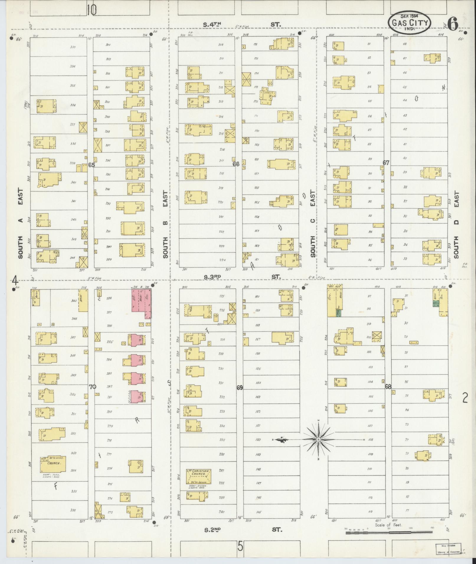 Sanborn Fire Insurance Map from Gas City, Grant County, Indiana (1904), Sheet #0006 - Complete Map Set gallery image, historic Sanborn map, vintage wall art, Indiana Indiana