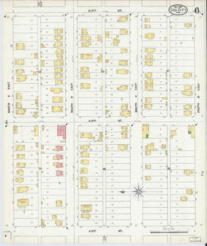 Sanborn Fire Insurance Map from Gas City, Grant County, Indiana (1904), Sheet #0006 - Complete Map Set gallery image, historic Sanborn map, vintage wall art, Indiana Indiana