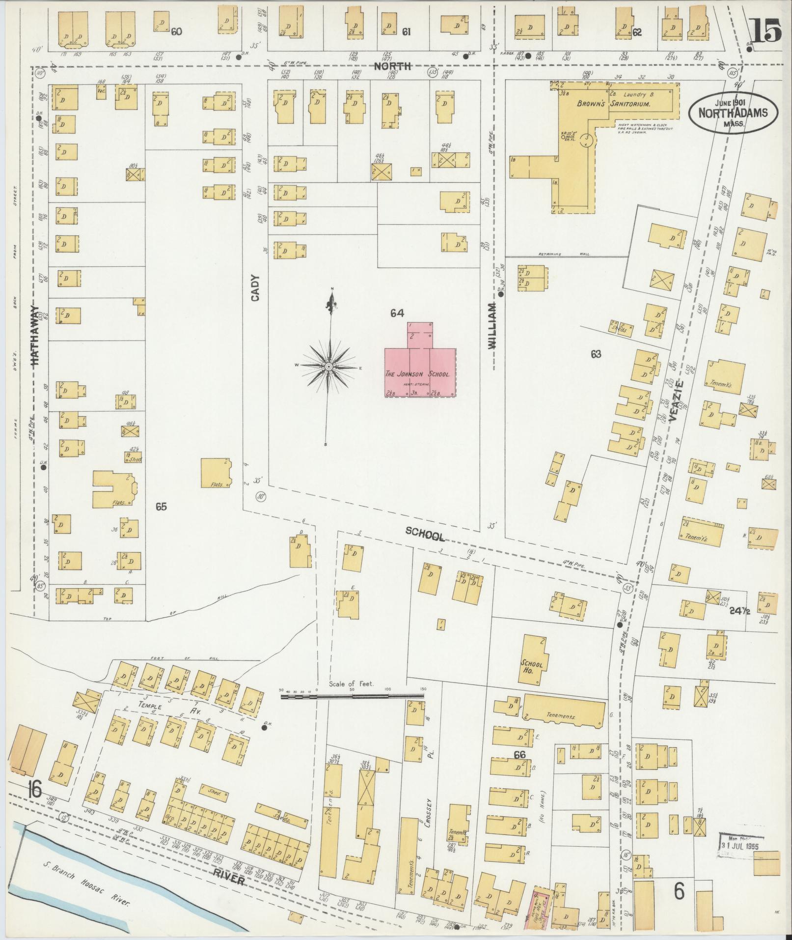 Sanborn Fire Insurance Map from North Adams, Berkshire County, Massachusetts (1901), Sheet #0015 - Complete Map Set gallery image, historic Sanborn map, vintage wall art, Massachusetts Massachusetts