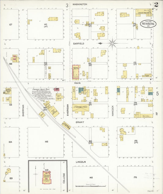 Sanborn Fire Insurance Map from Newberg, Yamhill County, Oregon (1902), Sheet #0002 - Historic Sanborn Fire Insurance Map Print, vintage old map wall art, antique decor, genealogy gift, Oregon Oregon map