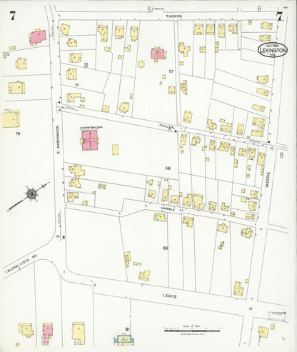 Sanborn Fire Insurance Map from Lexington, Independent Cities, Virginia (1926), Sheet #0007 - Complete Map Set gallery image, historic Sanborn map, vintage wall art, Virginia Virginia