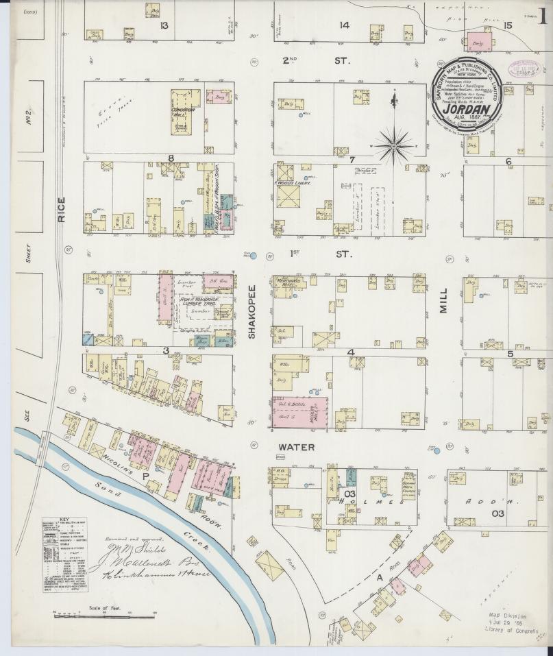 Sanborn Fire Insurance Map from Jordan, Scott County, Minnesota. (1887) – Map View