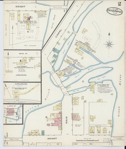 Sanborn Fire Insurance Map from Eaton Rapids, Eaton County, Michigan (1886), Sheet #0002 - Complete Map Set gallery image, historic Sanborn map, vintage wall art, Michigan Michigan