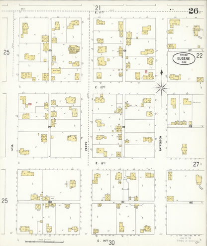Sanborn Fire Insurance Map from Eugene, Lane County, Oregon (1902), Sheet #0026 - Complete Map Set gallery image, historic Sanborn map, vintage wall art, Oregon Oregon