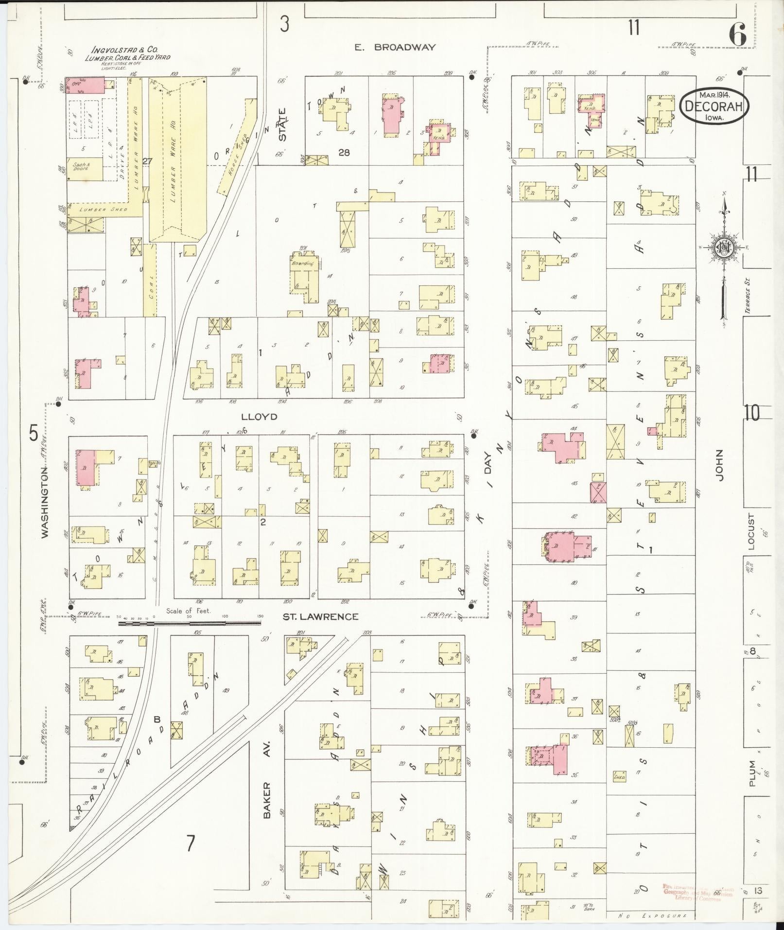 Sanborn Fire Insurance Map from Decorah, Winneshiek County, Iowa (1914), Sheet #0006 - Historic Sanborn Fire Insurance Map Print