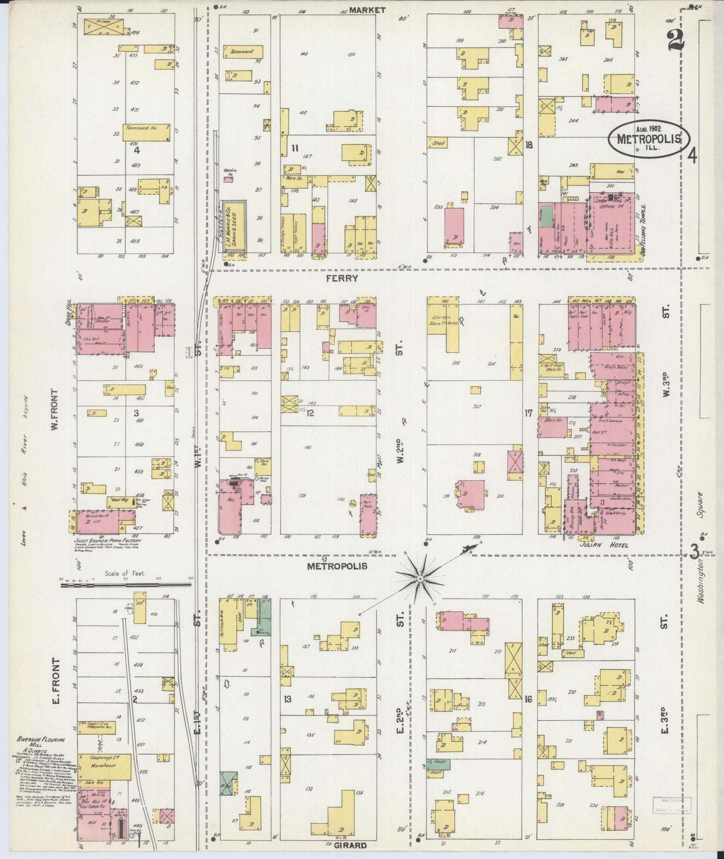 Sanborn Fire Insurance Map from Metropolis, Massac County, Illinois (1902), Sheet #0002 - Complete Map Set gallery image, historic Sanborn map, vintage wall art, Illinois Illinois