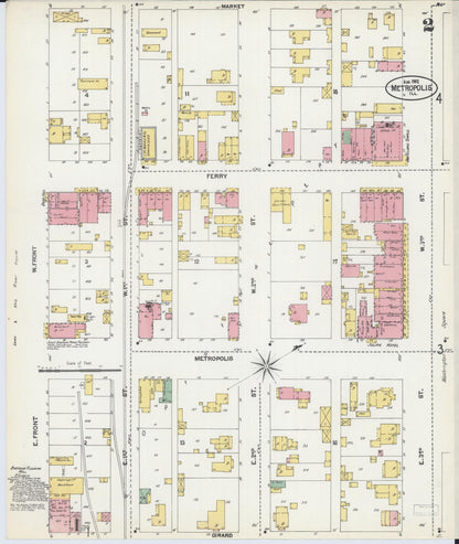Sanborn Fire Insurance Map from Metropolis, Massac County, Illinois (1902), Sheet #0002 - Complete Map Set gallery image, historic Sanborn map, vintage wall art, Illinois Illinois
