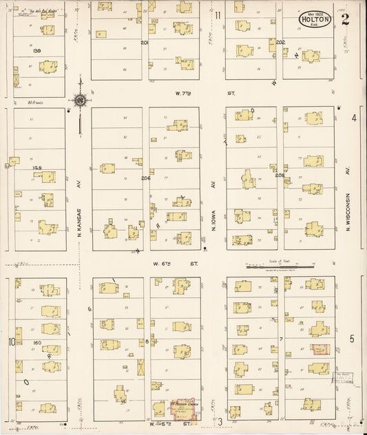 Sanborn Fire Insurance Map from Holton, Jackson County, Kansas (1922), Sheet #0002 - Historic Sanborn Fire Insurance Map Print, vintage old map wall art, antique decor, genealogy gift, Kansas Kansas map