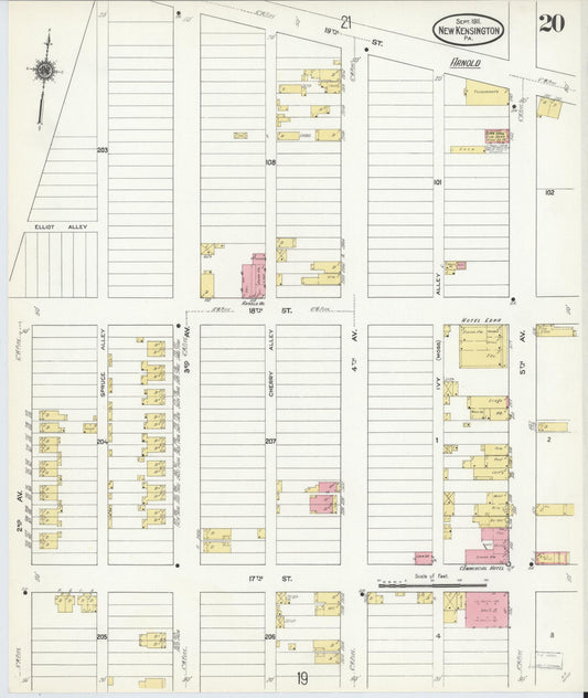 Sanborn Fire Insurance Map from New Kensington, Westmoreland County, Pennsylvania (1911), Sheet #0020 - Historic Sanborn Fire Insurance Map Print, vintage old map wall art, antique decor, genealogy gift, Pennsylvania Pennsylvania map