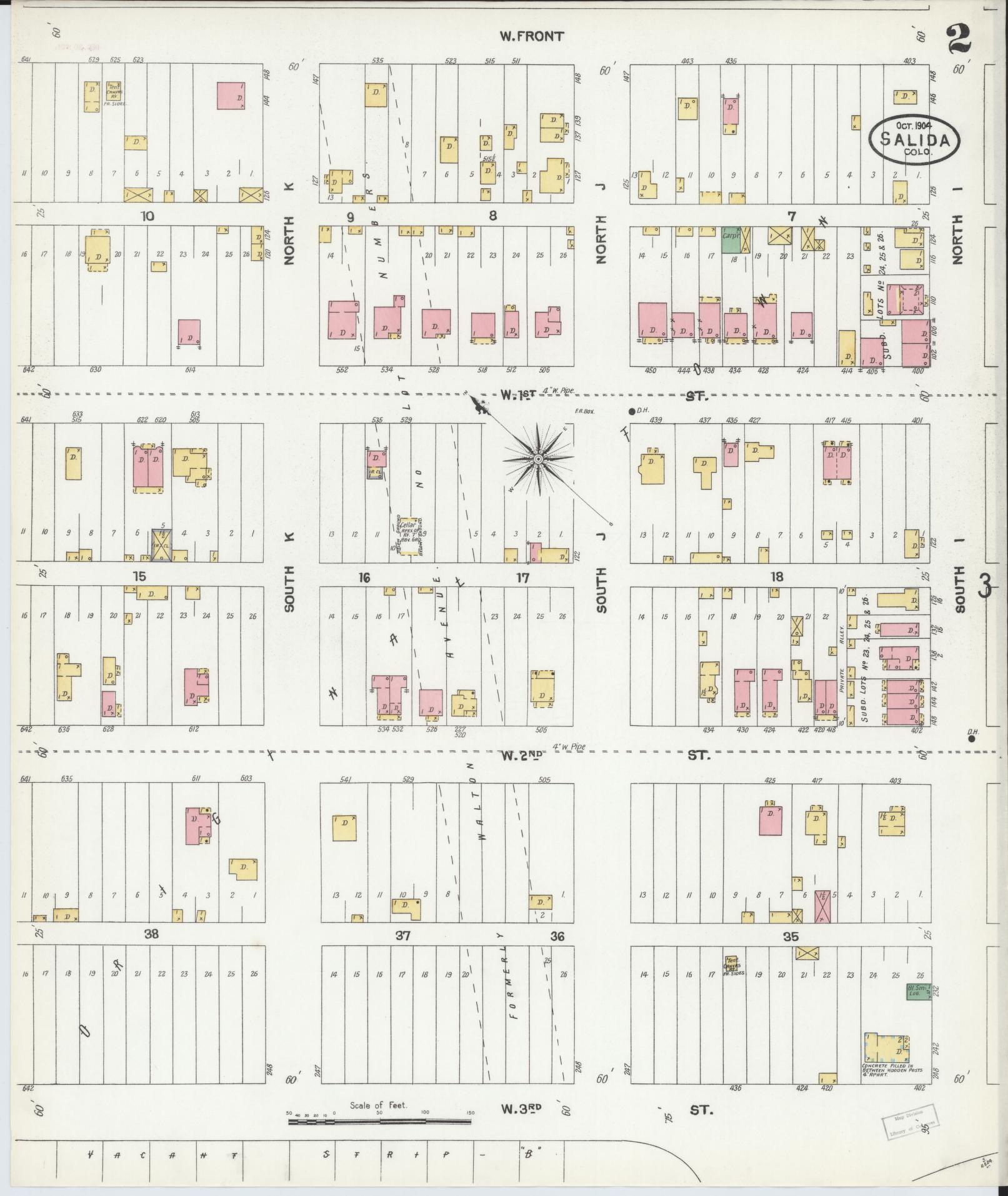 Sanborn Fire Insurance Map from Salida, Chaffee County, Colorado (1904), Sheet #0002 - Complete Map Set gallery image, historic Sanborn map, vintage wall art, Colorado Colorado