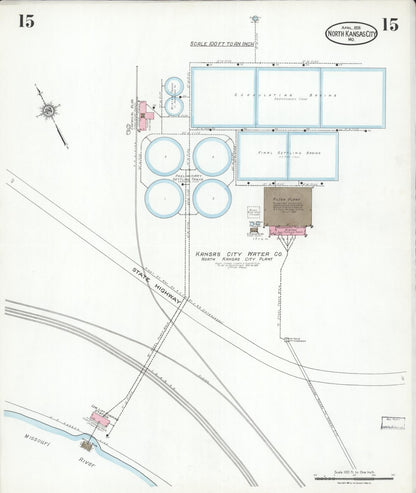 Sanborn Fire Insurance Map from North Kansas City, Clay County, Missouri (1926), Sheet #0015 - Historic Sanborn Fire Insurance Map Print, vintage old map wall art, antique decor, genealogy gift, Missouri Missouri map