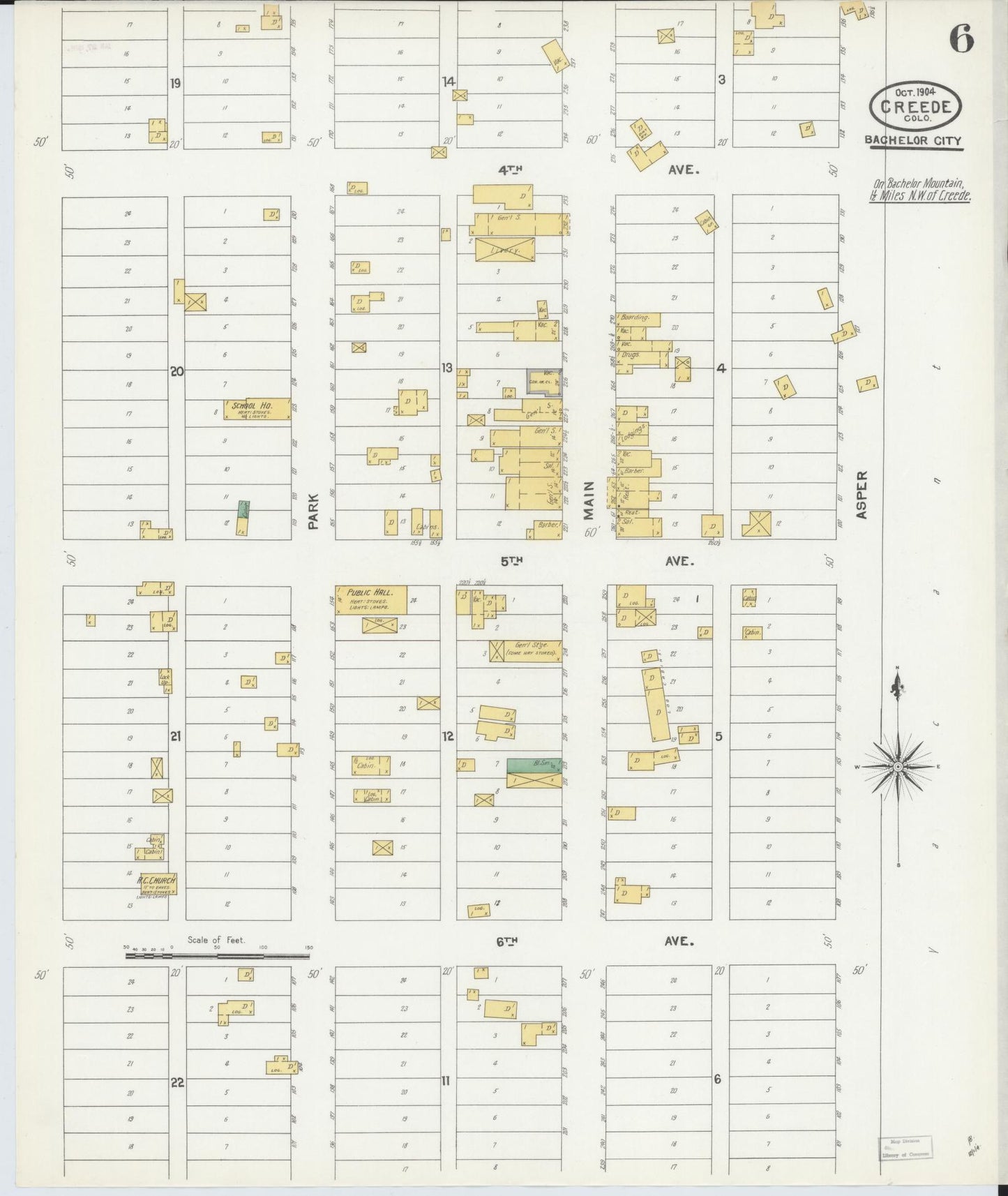 Sanborn Fire Insurance Map from Creede, Mineral County, Colorado (1904), Sheet #0006 - Complete Map Set gallery image, historic Sanborn map, vintage wall art, Colorado Colorado