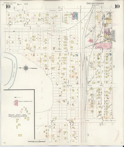 Sanborn Fire Insurance Map from Webster City, Hamilton County, Iowa (1950), Sheet #0010 - Historic Sanborn Fire Insurance Map Print, vintage old map wall art